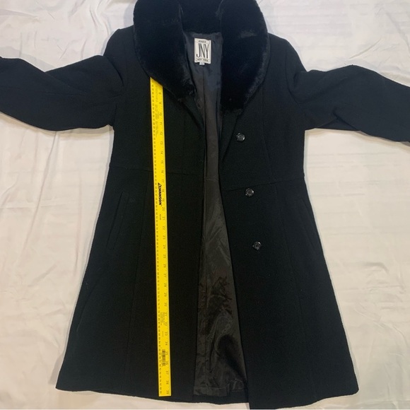 Jones New York Longline Wool Winter Dress Coat with  Faux Fur Collar, Size 10 - Picture 7 of 8